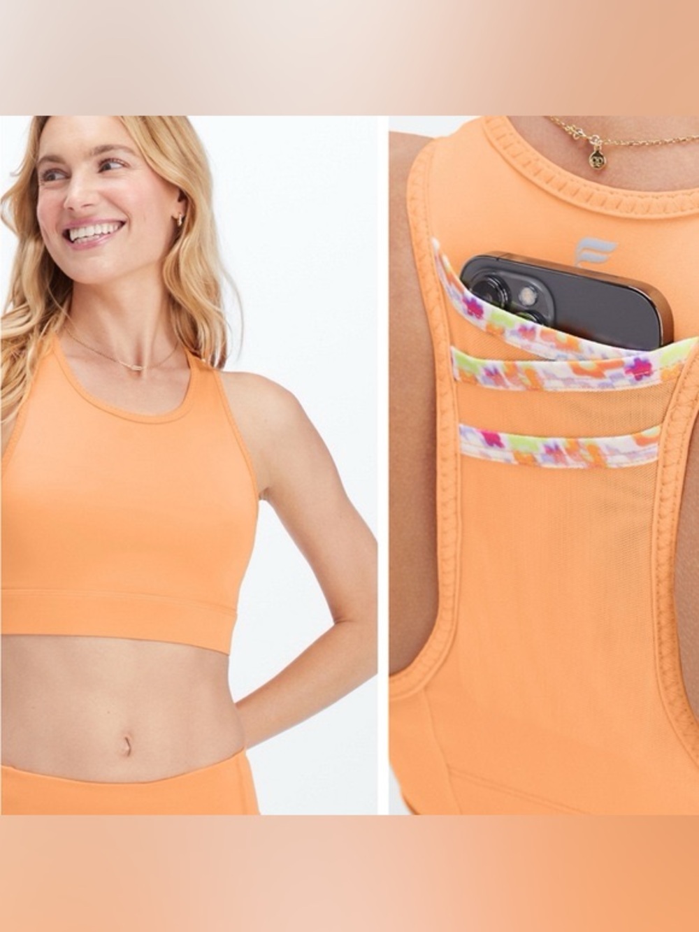 Fabletics Bright Orange Trinity High Impact Sports Bra size L